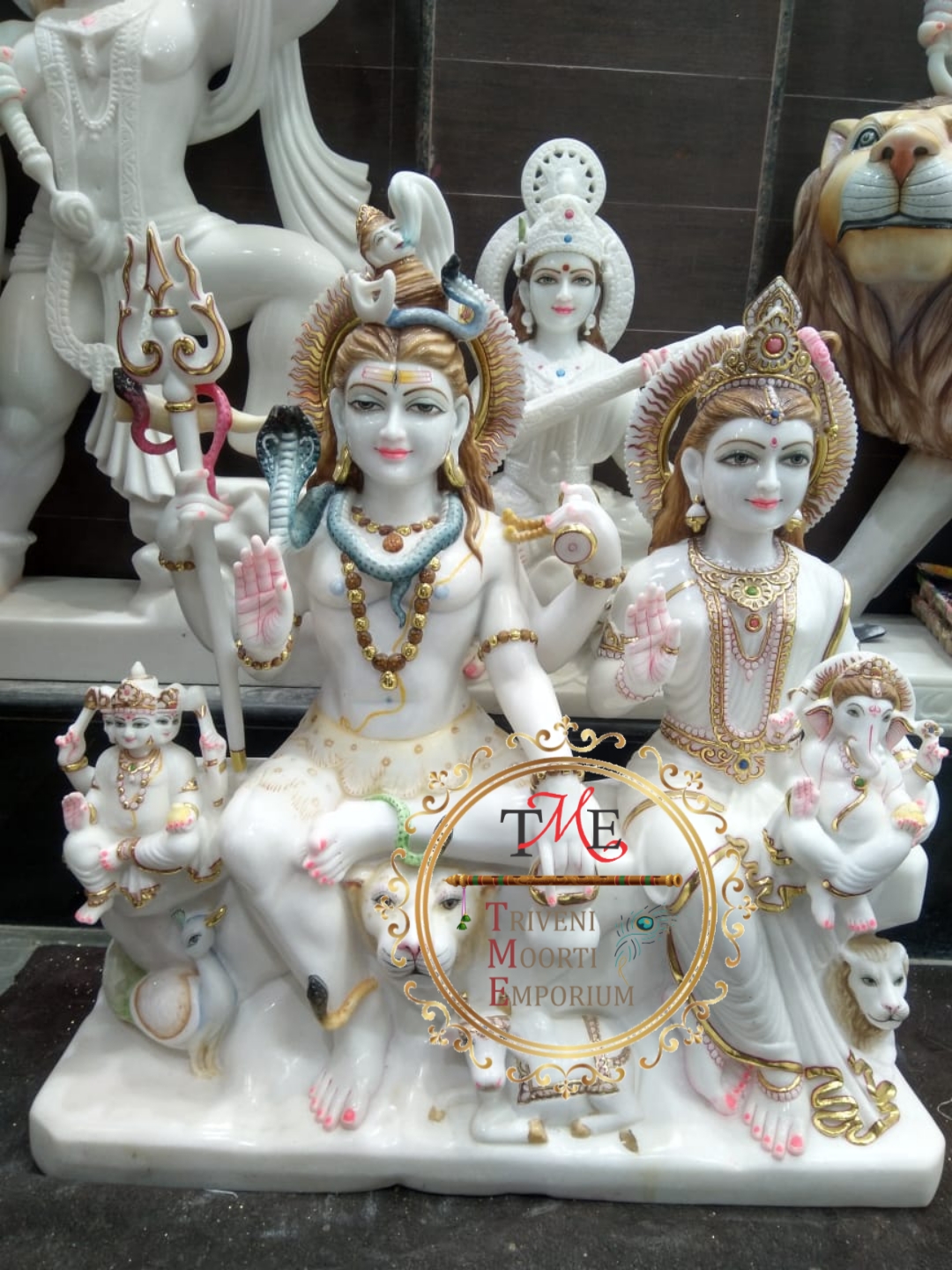White Marble Shiv Pariwar Statue