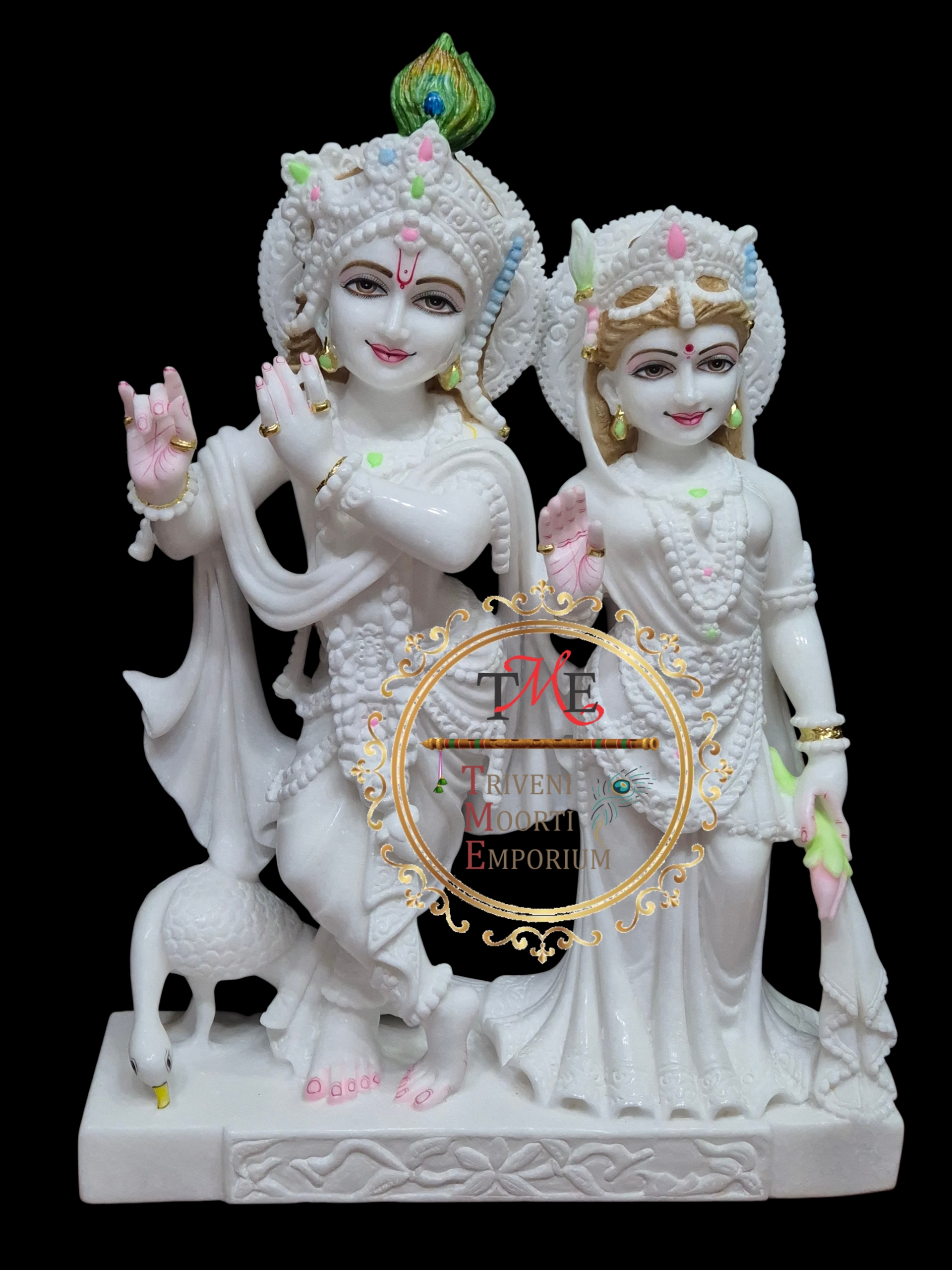 Radha Krishna Marble Statue