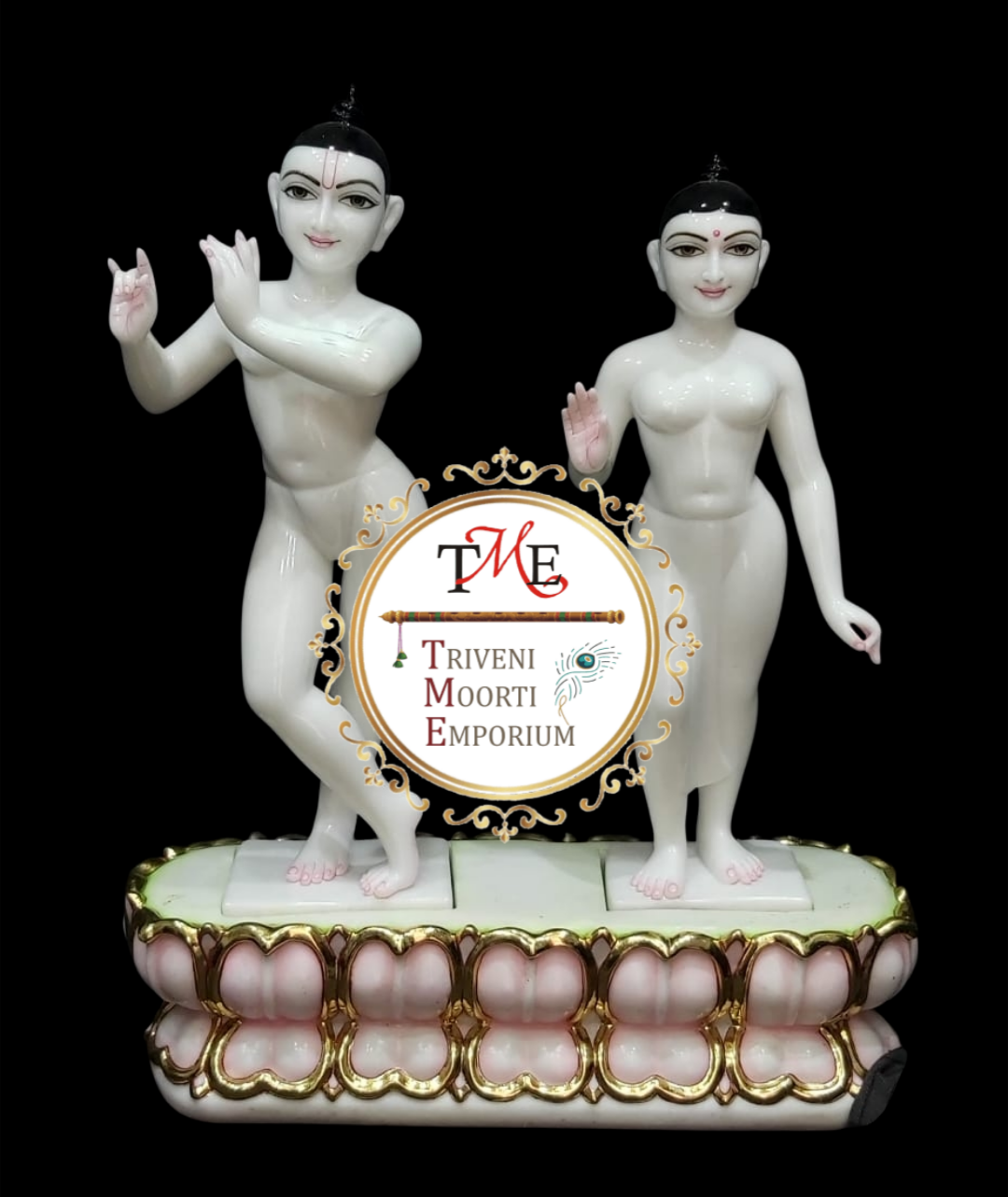  Radha Krishna Iskcon Style Marble Statue