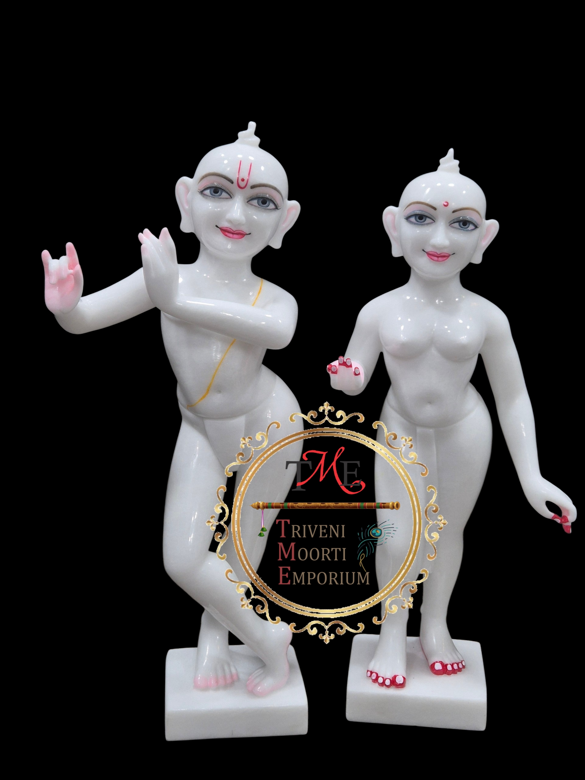  Radha Krishna Iskcon Style Marble Statue