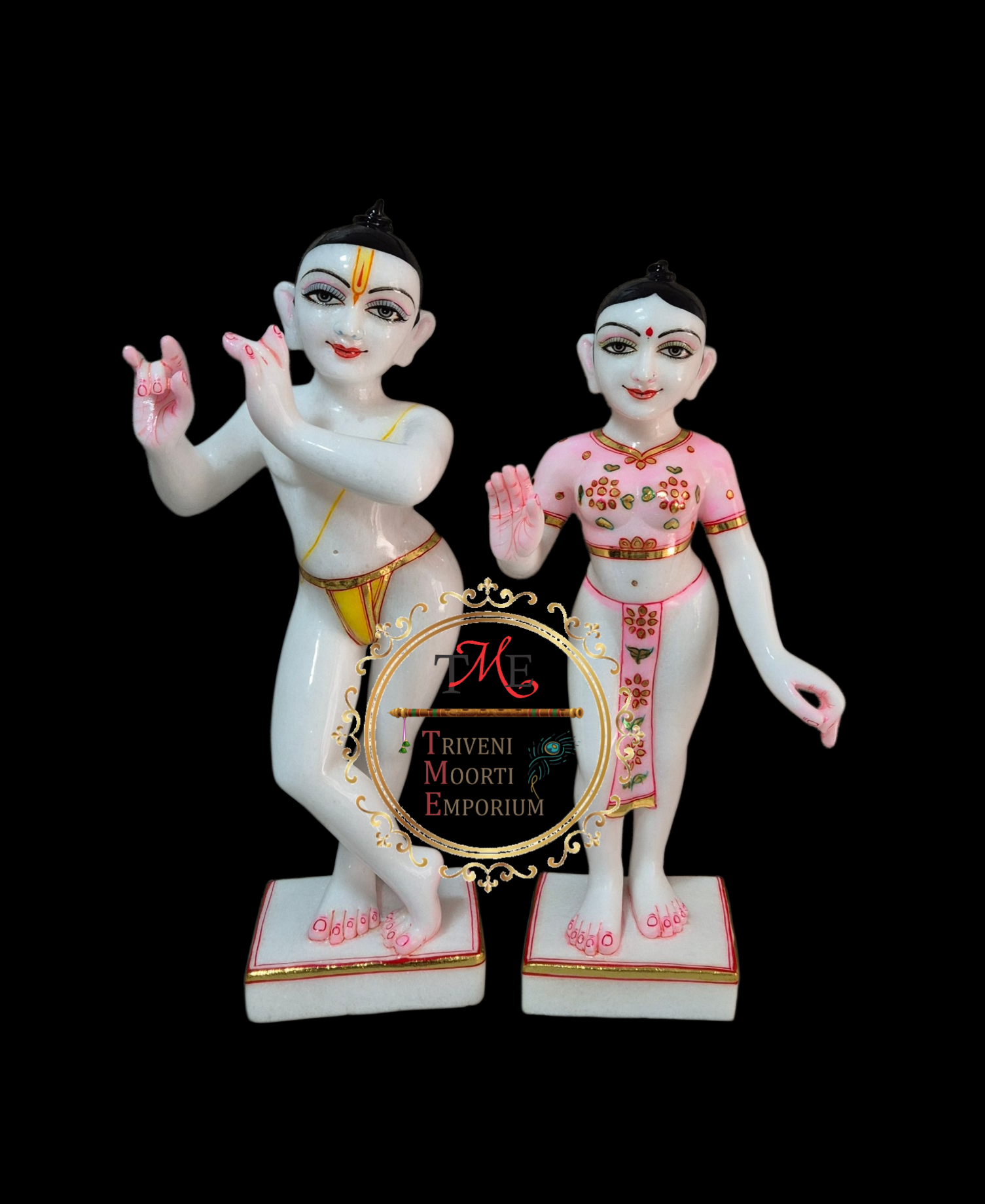  Radha Krishna Iskcon Style Marble Statue