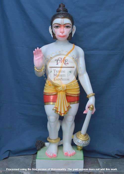 White Standing Marble Hanuman Statue