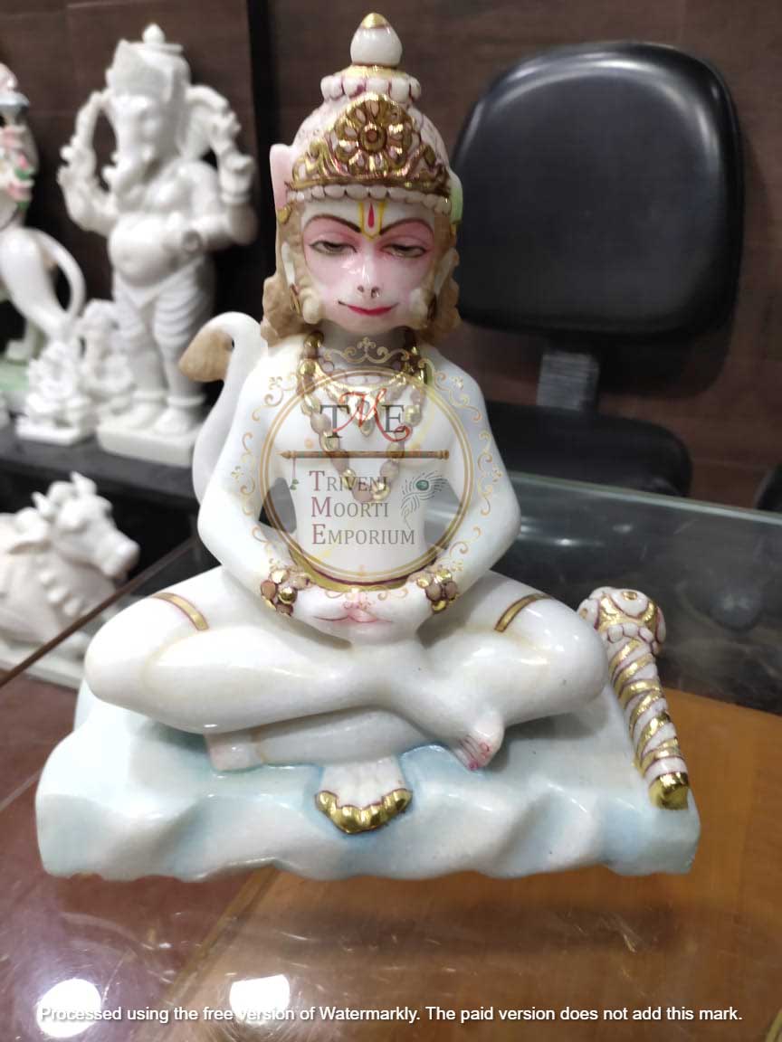 Sitting Hanuman Ji Marble Statue