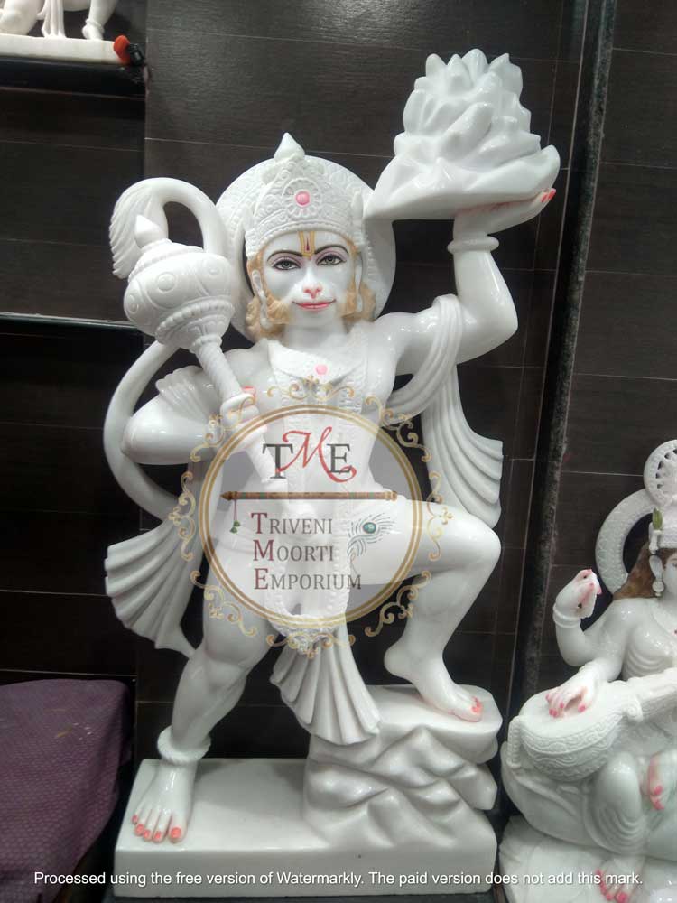 White Marble Hanuman Ji Statue