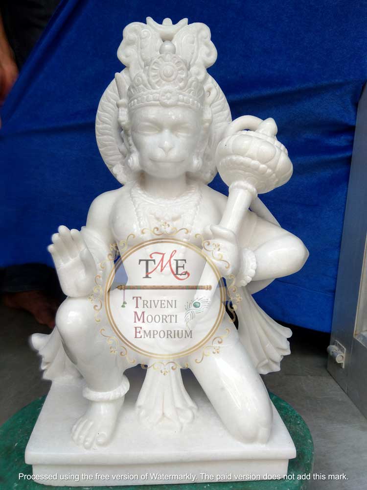 White Hanuman Ji Marble Statue
