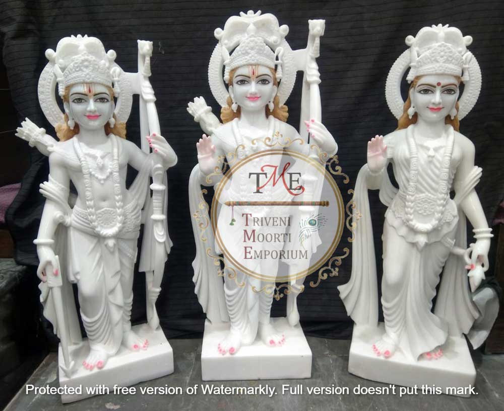 White Marble Ram Laxman Sita Statue