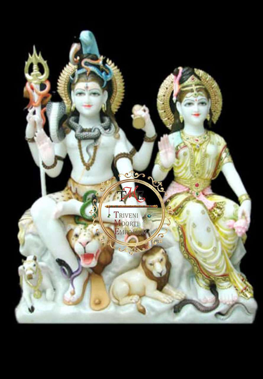 Marble Shankar Parvati Statue
